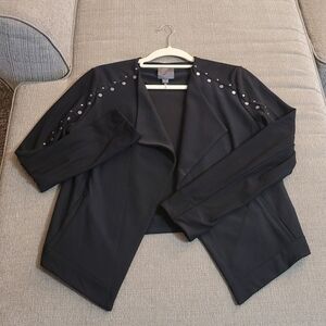 Lysse New York Classic Black Open Front Casual Jacket Size Small Sleeve Detail